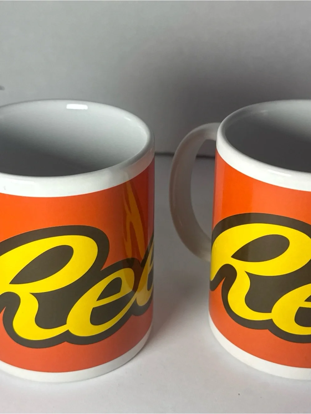 Orange Ceramic Logo Mug with Yellow Accent - Unbranded